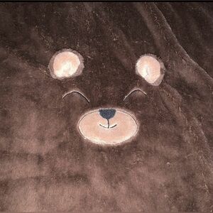 Koala Bear Brand Cozy Soft Brown Tan Bear Face Snuggles Blanket 39” x 28”